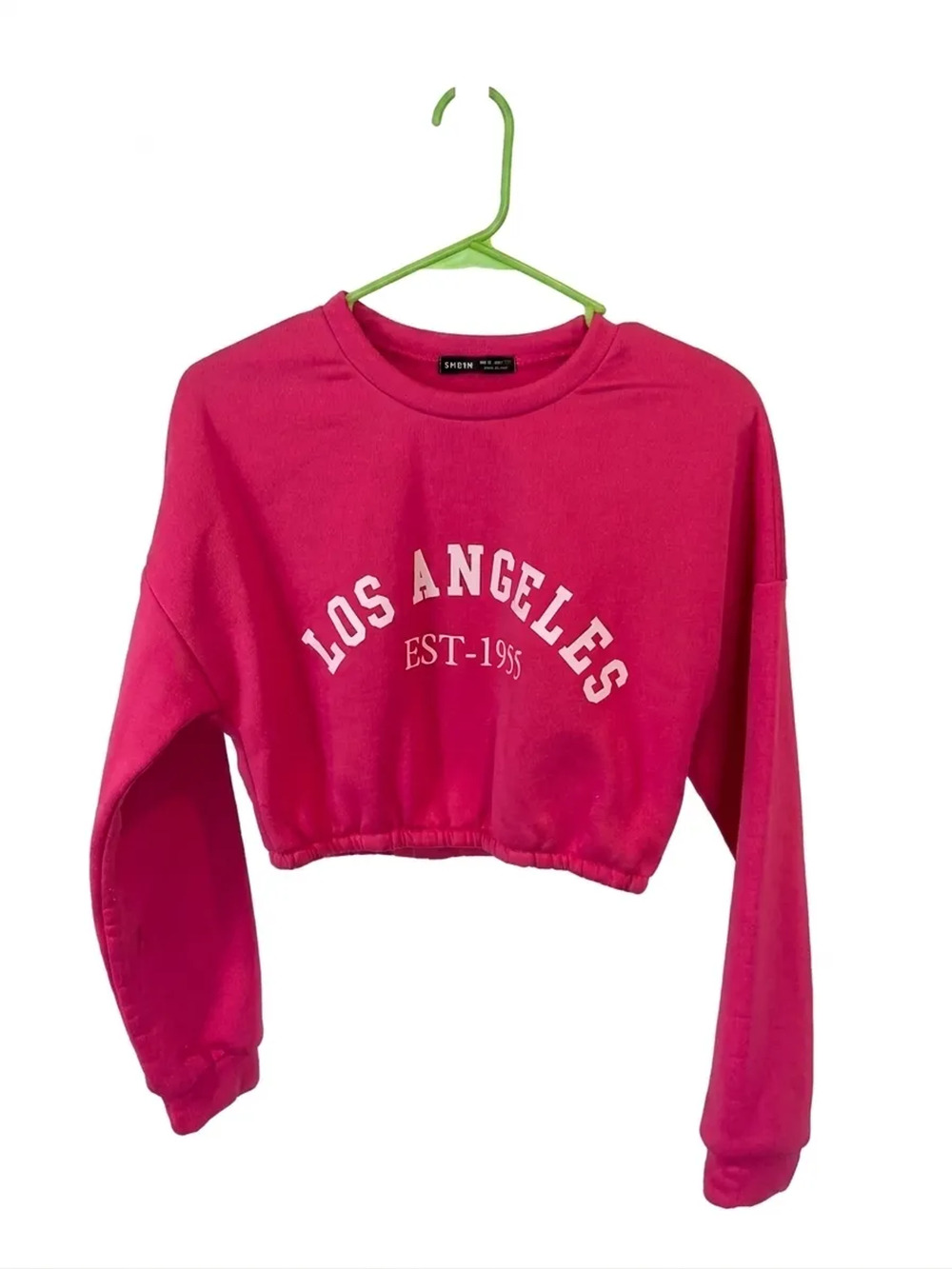 Shein Cropped Crewneck | Hot Pink | XS | LOS ANGELES EST-1995